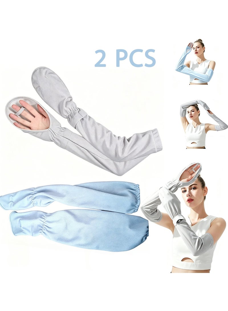ShineZone 2 Pair Sun Gloves,Non Slip Fingerless Cooling Arm Sleeves Covers, for Women Driving,Biking, Summer Outdoor Cycling - Image 1