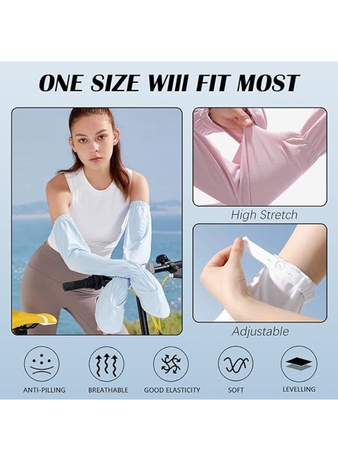 ShineZone 2 Pair Sun Gloves,Non Slip Fingerless Cooling Arm Sleeves Covers, for Women Driving,Biking, Summer Outdoor Cycling - Image 2