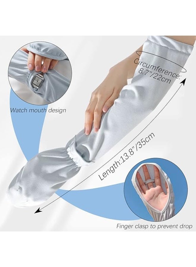 ShineZone 2 Pair Sun Gloves,Non Slip Fingerless Cooling Arm Sleeves Covers, for Women Driving,Biking, Summer Outdoor Cycling - Image 4