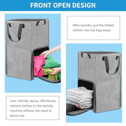 Bukere Laundry Backpack Bag, Bukere Extra Large 2 in 1 Laundry Hamper Basket for College Students Dorm Essentials, Adjustable Shoulder Straps, Freestanding Laundry Bag for Apartment, Laundromat, Travel - Image 5