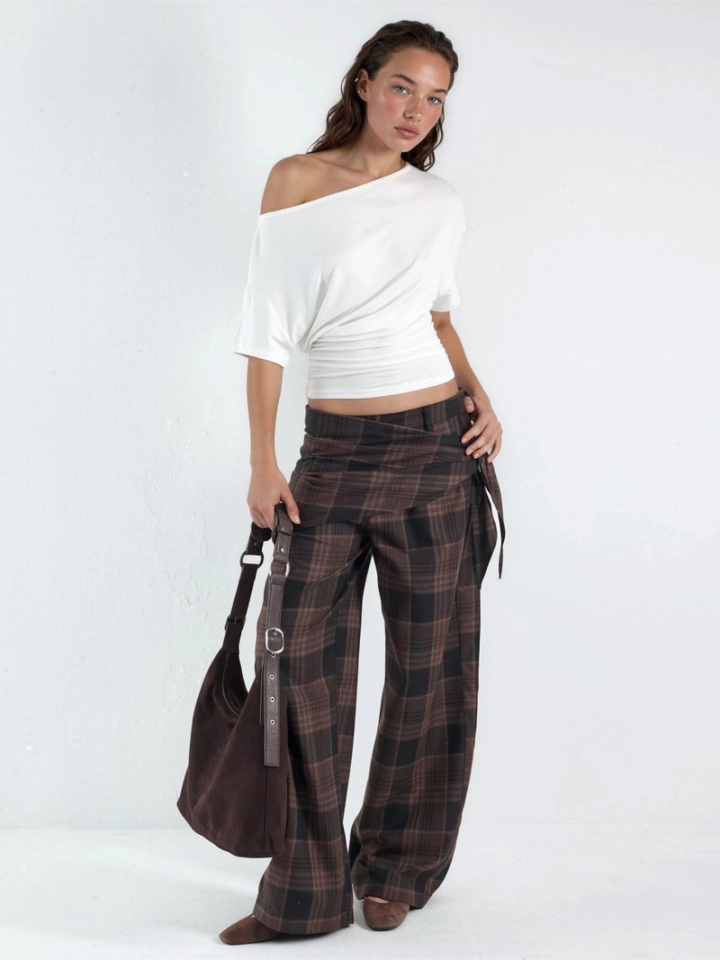 HICCUP Asymmetrical Neck Soft Viscose Knit Top - Image 4