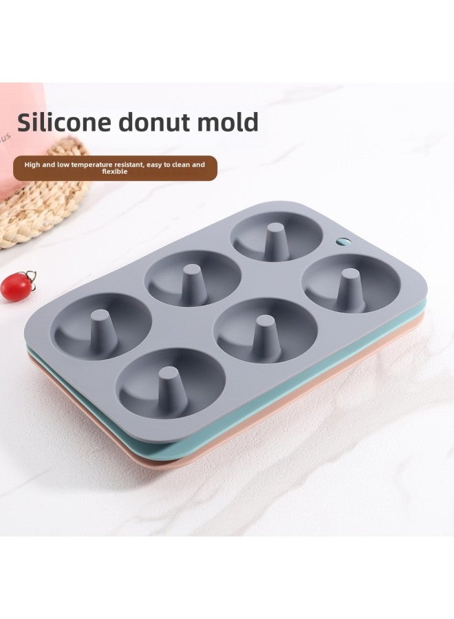 6 Donut Cake Mold Silicone Baking Household Silicone Baking Tray Oven Special Food Grade-Specifications:Nordic Blue - Image 2