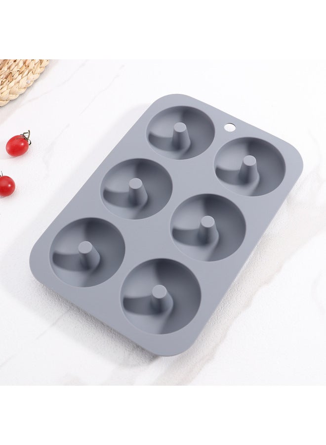 6 Donut Cake Mold Silicone Baking Household Silicone Baking Tray Oven Special Food Grade-Specifications:Nordic Blue - Image 5