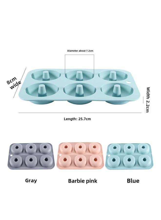 6 Donut Cake Mold Silicone Baking Household Silicone Baking Tray Oven Special Food Grade-Specifications:Nordic Blue - Image 4