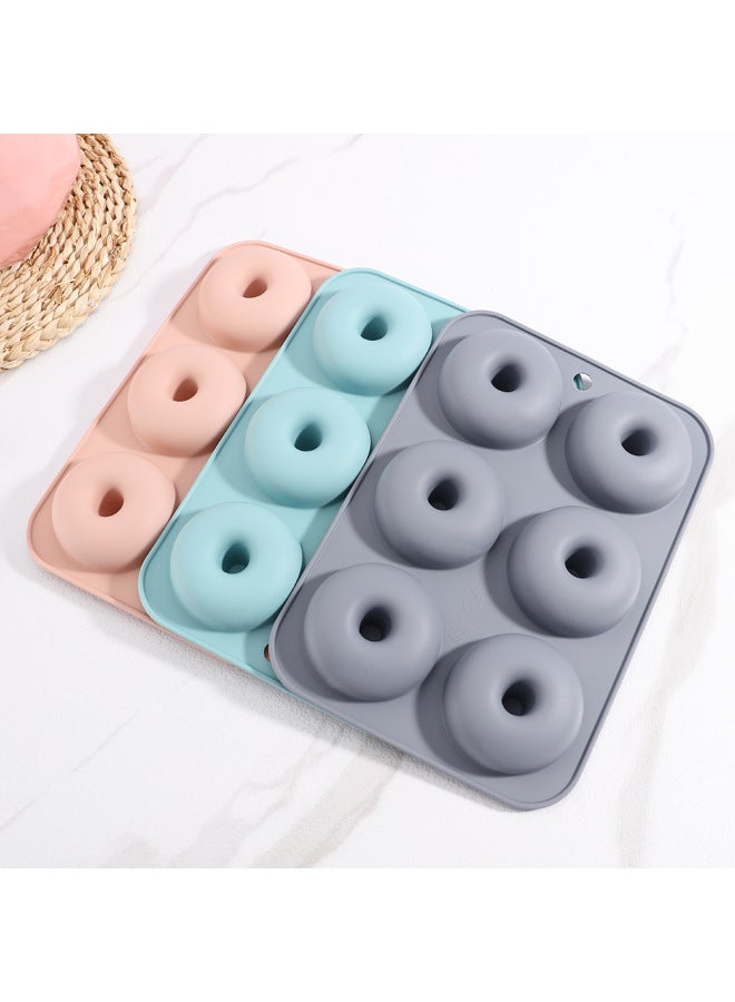 6 Donut Cake Mold Silicone Baking Household Silicone Baking Tray Oven Special Food Grade-Specifications:Nordic Blue - Image 3