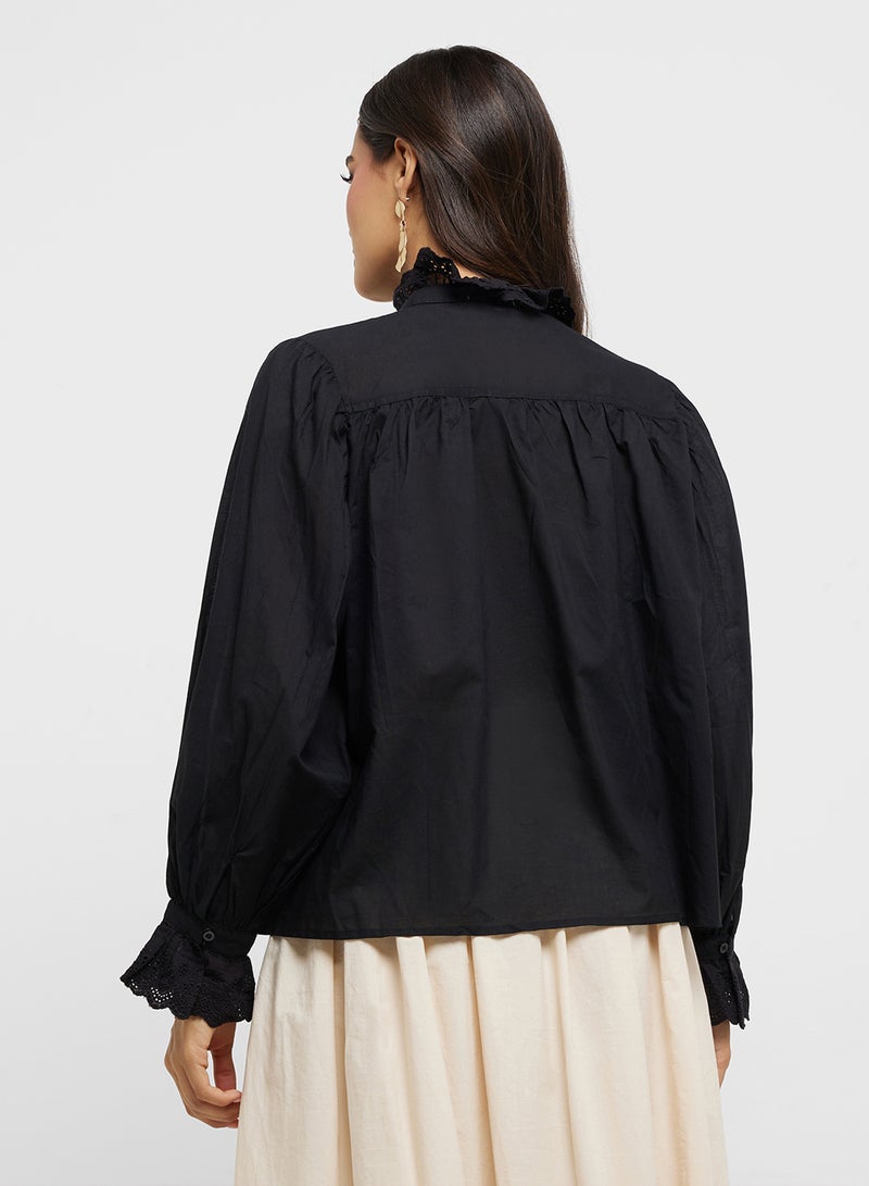 ايلا بلوزة أطفال بياقة عالية وكشكشة - Image 2