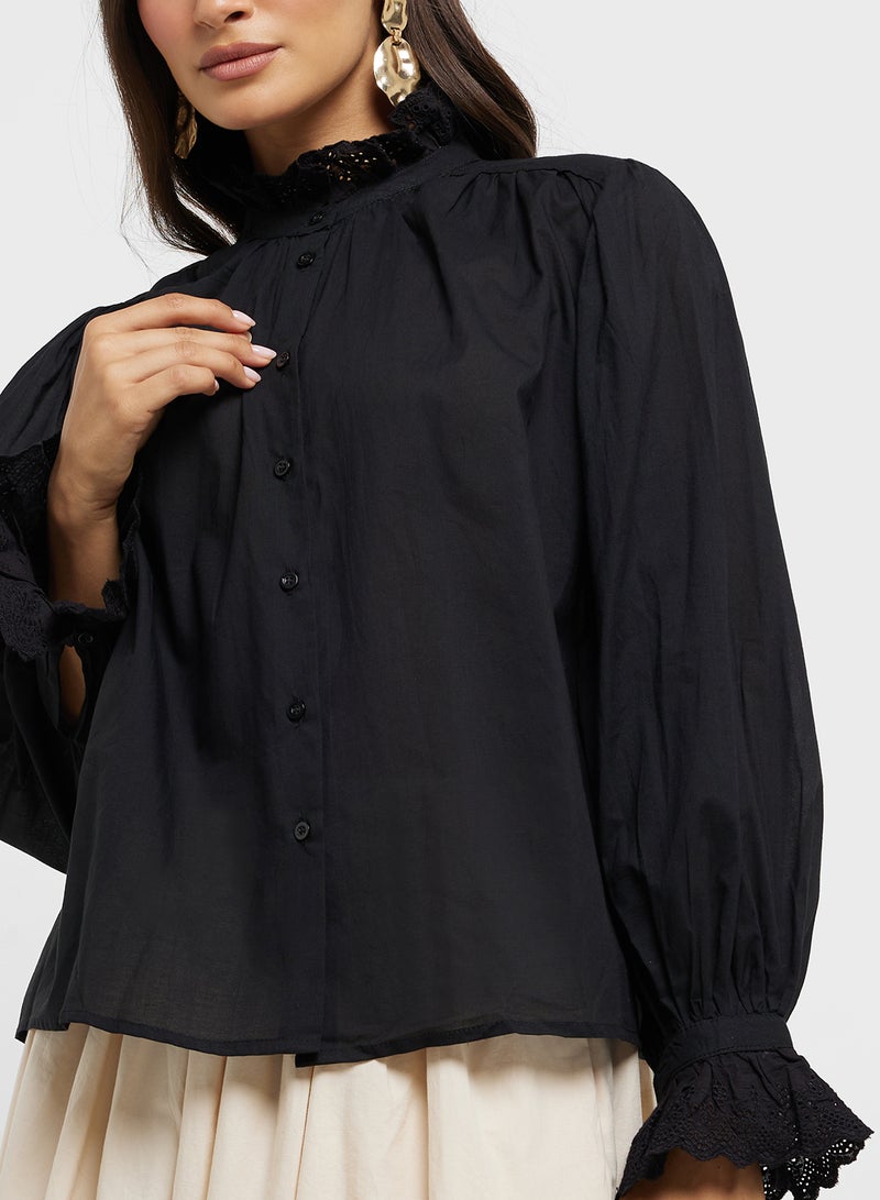 ايلا بلوزة أطفال بياقة عالية وكشكشة - Image 3