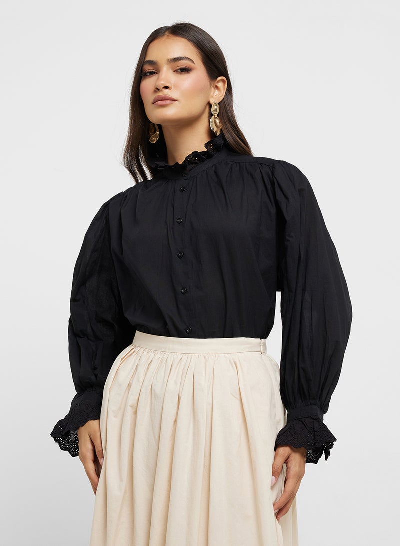 ايلا بلوزة أطفال بياقة عالية وكشكشة - Image 1