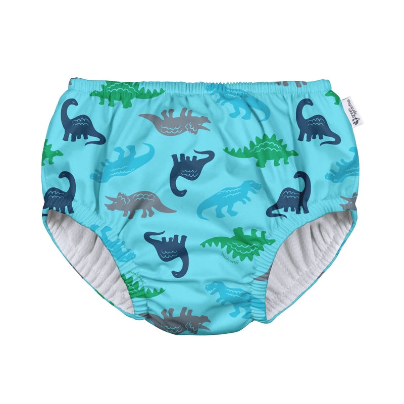 green sprouts Pull-up Reusable Absorbent Swim Diaper, Aqua Simple Dino, 24 Months - Image 1