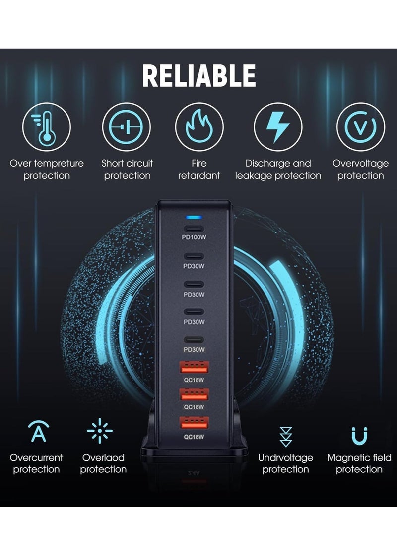 Gravity 268W USB-C Fast Charging Station ‚Äì 8-Port Desktop Charger for Laptops, Phones, Tablets & Smart Devices ‚Äì Quick Charge, Overcharge & Short-Circuit Protection, Universal Compatibility, Compact Design - Image 3