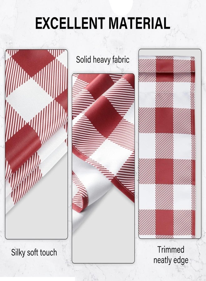 Simple Deluxe 2 PCS Buffalo Check Kitchen Tier Curtains, Plaid Gingham Short Curtain for Half Cafe Windows, 26" W x 30" L, White&Red, New - Image 5