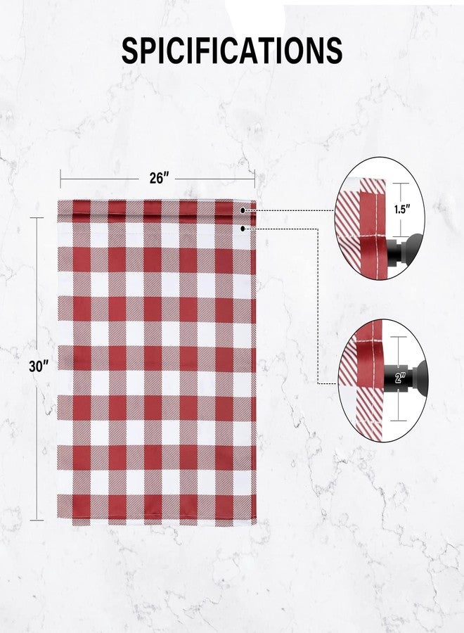 Simple Deluxe 2 PCS Buffalo Check Kitchen Tier Curtains, Plaid Gingham Short Curtain for Half Cafe Windows, 26" W x 30" L, White&Red, New - Image 4