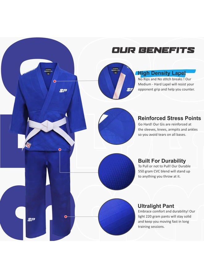 Starpro Judo Kimono - Professional Uniform for Training and Competition in Martial Arts, MMA, Taekwondo for Men, Women & Children in 350 g - 110-200 cm - White and Blue - Image 3