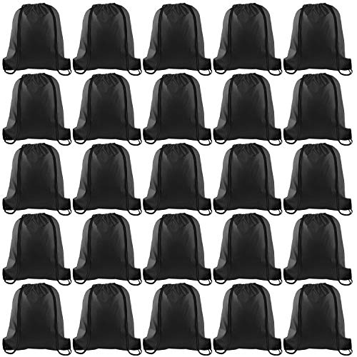 KUUQA 25Pcs Drawstring Backpack Bags String Backpack Sport Bag Sack Cinch Tote Gym Backpack Bulk for Gym Sport Traveling,Black - Image 1