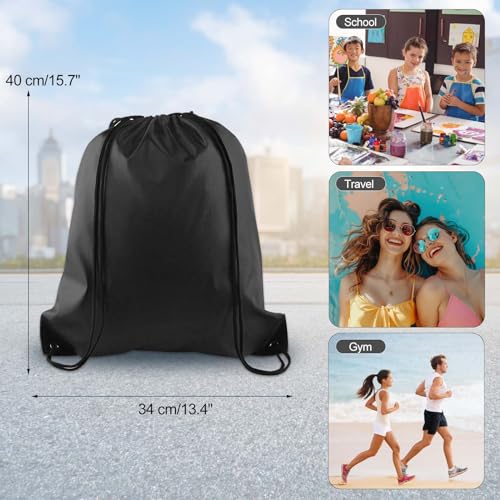 KUUQA 25Pcs Drawstring Backpack Bags String Backpack Sport Bag Sack Cinch Tote Gym Backpack Bulk for Gym Sport Traveling,Black - Image 2