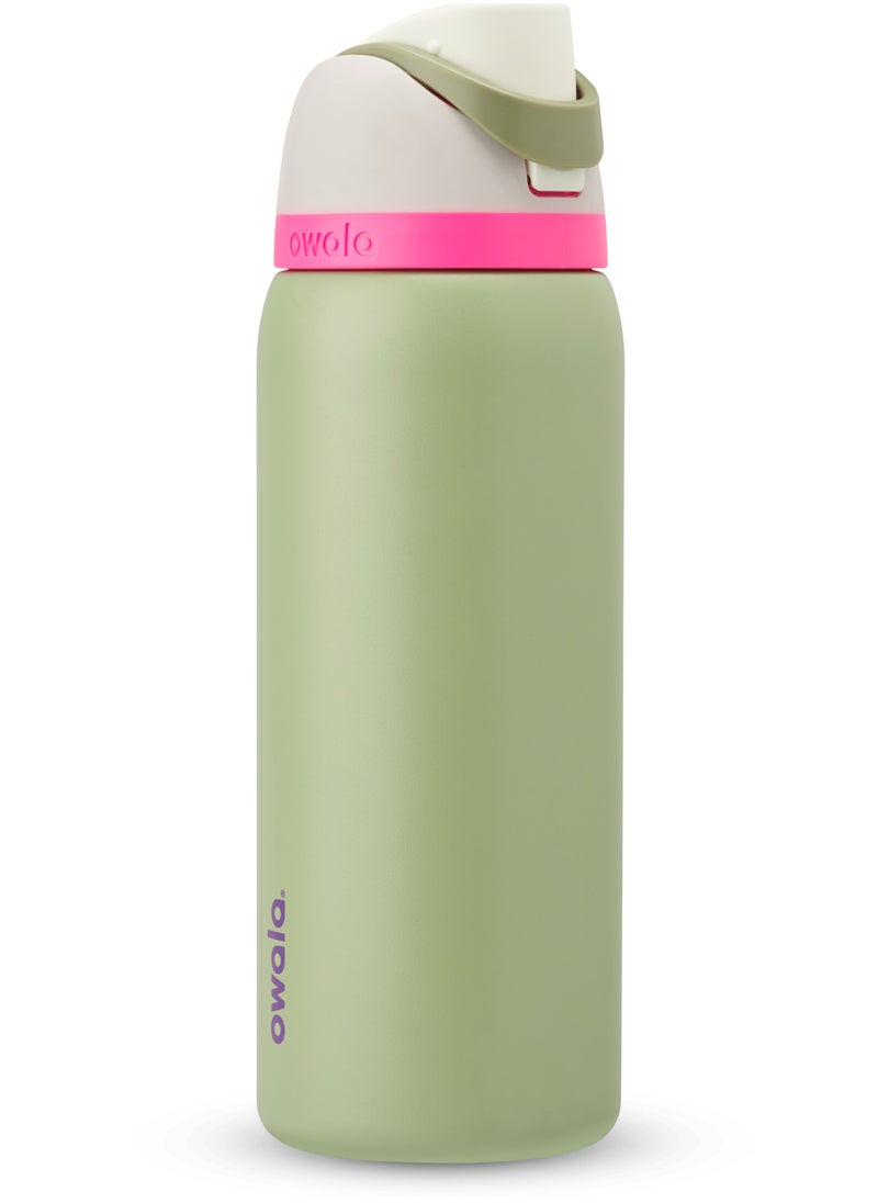 Owala - Owala FreeSip Insulated Stainless Steel Water Bottle with Straw for Sports and Travel, BPA-Free, 32oz, Avocado color - Image 1