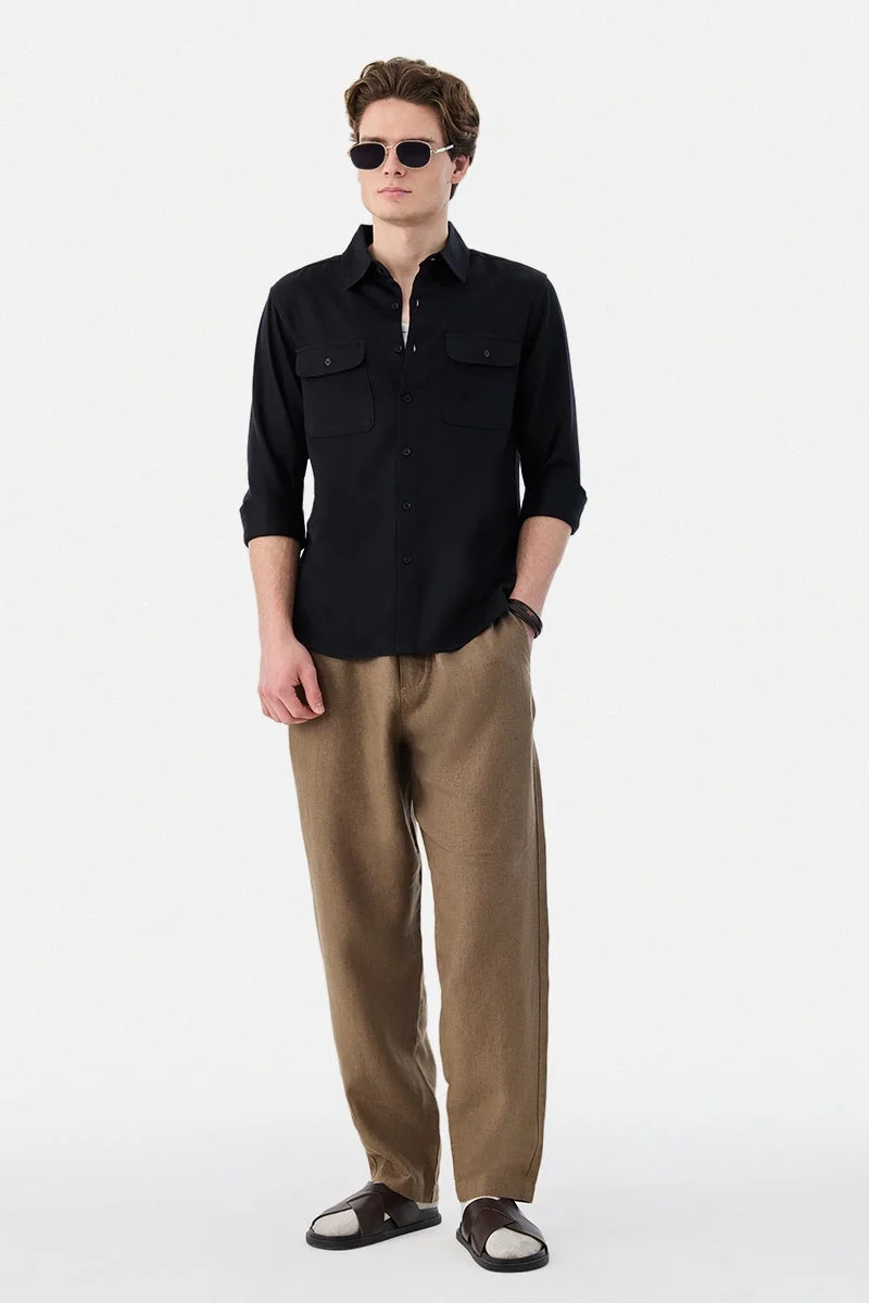 سنيتش Linen Blend Regular Fit Double Pocket Shirt