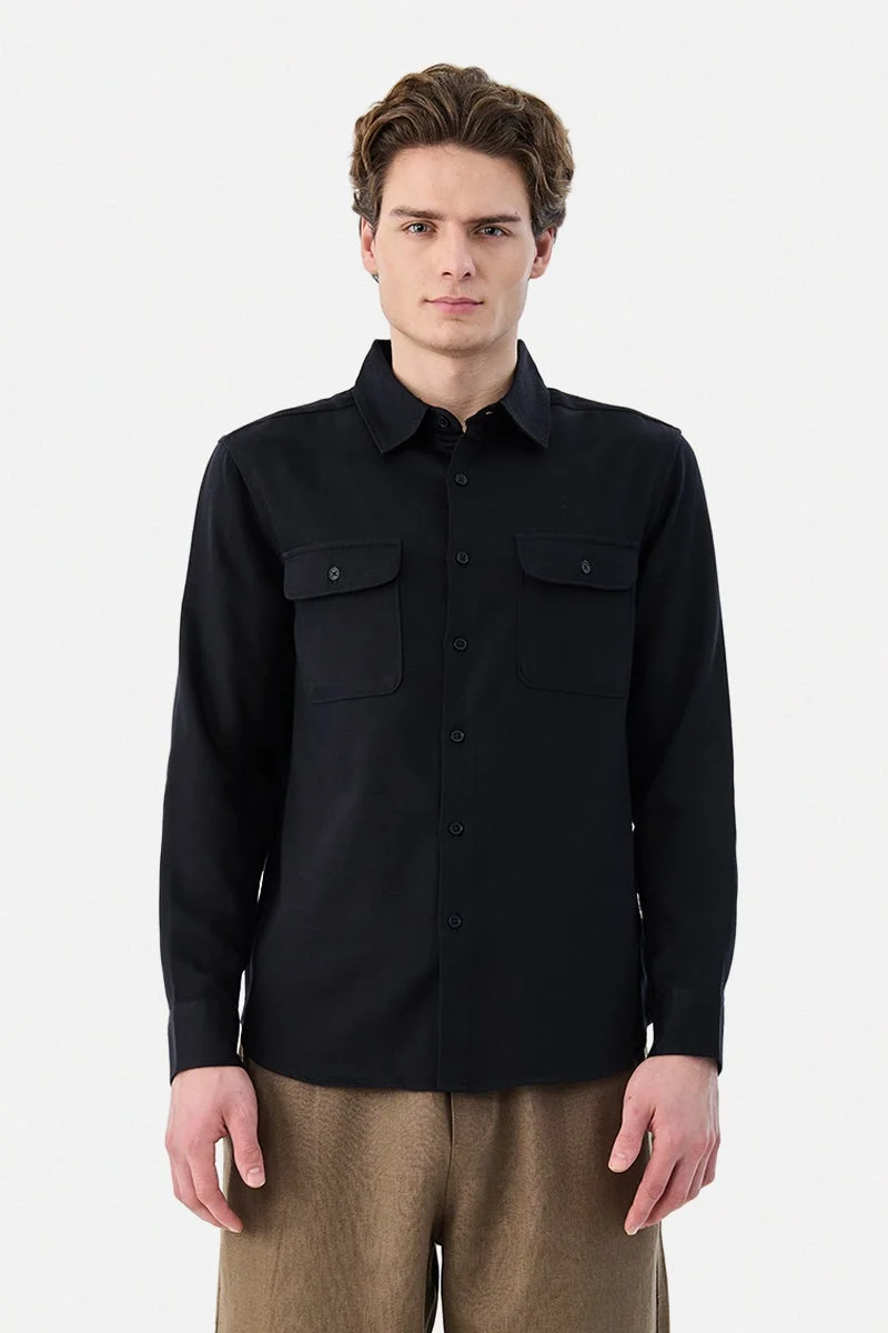 سنيتش Linen Blend Regular Fit Double Pocket Shirt