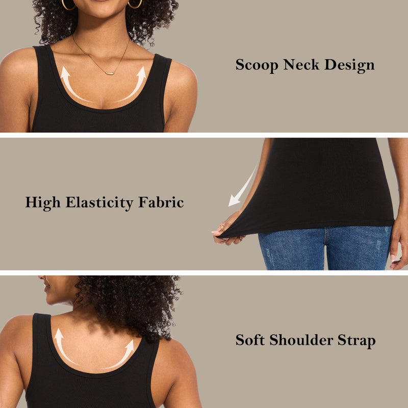 TVKSOM 5 Pack Basic Tank Tops for Women Undershirt Ribbed Sleeveless Scoop Neck Casual Layering Basic Tanks Top - Image 4