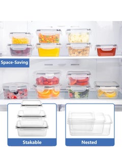 Arabest 16-Piece Food Storage Container Set with Easy Snap Lids Airtight Plastic Food Containers for Pantry and Kitchen Organization - For Meal Prep, Household Essentials and Leftovers  - Image 3