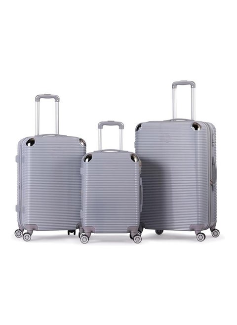 3-Piece Complete Luggage Set with Built-In Lock (Silver)