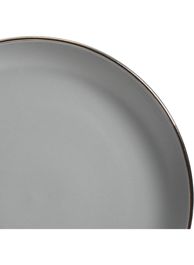 Gibson Home Gibson Home Rockaway Round Dinnerware Service for 4 16pcs GreyGold Rim - Image 4