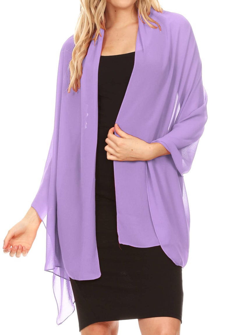 Sakkas 18225 - Jona Women Soft Sheer Chiffon Bridal Wedding Evening Scarf Shawl Wrap Stole - Lilac - 7029 - Image 1
