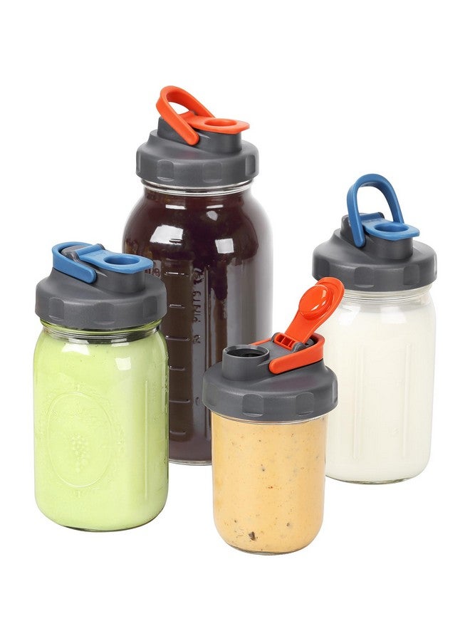 SOLIGT Soligt 4 Pack Mason Jar Lids, Wide Mouth Pour Spout Flip Cap Lids for Ball Brand Mason Jars, Leak Proof Airtight for Drinking Salad Dressing & Food Storing  - Image 1