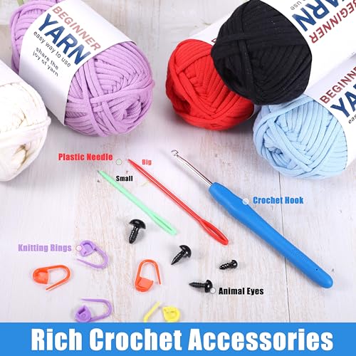 WSICSE 8x50g Beginner Crochet Yarn, Cotton Yarn for Crocheting Easy-to-See Stitches Chunky Thick Soft Yarn for Beginners Crocheting Kit Xmas Decor - Image 5