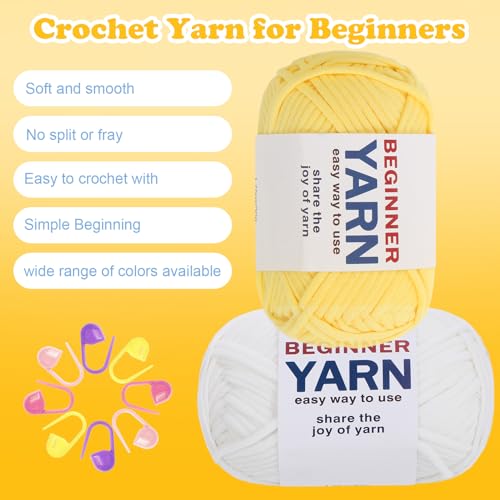 WSICSE 8x50g Beginner Crochet Yarn, Cotton Yarn for Crocheting Easy-to-See Stitches Chunky Thick Soft Yarn for Beginners Crocheting Kit Xmas Decor - Image 3