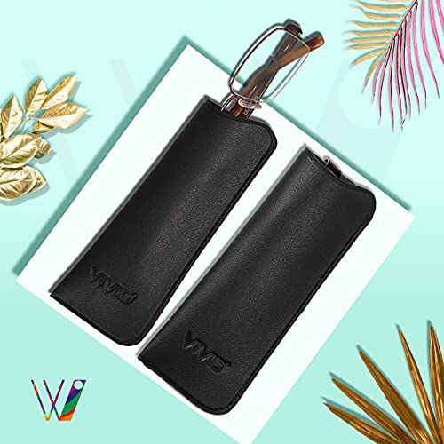 VIVID Vision Unisex Adult Lightweight Eyewear Specs Case Cover | Protect Eye Glasses | Chashma Dibbi | Spectacle Box | Open Flap | Artificial Leather | D-10 | Black-Black - Image 2