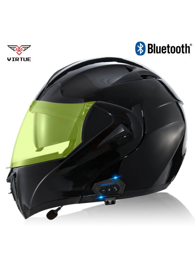 Men's Open-Face Electric Motorcycle Bluetooth Helmet with Bright Night Reflective Visor, 3C Certified