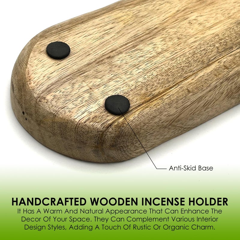 Simply Vedic Simply Vedic Dual Incense Sticks Holder Ash Catcher Tray HeatResistant Ceramic Coating Natural Wooden Agarbatti Stand Easy to Clean Surface for Home Decor Pooja Office 11 Inch Space - Image 3