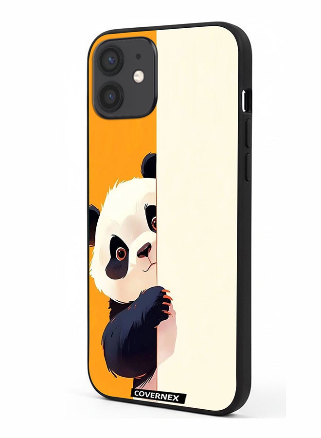 Covernex Apple iPhone 12 Protective Case Cover Printed Featuring Cute Peek Behind The Wall Illustration - Image 1