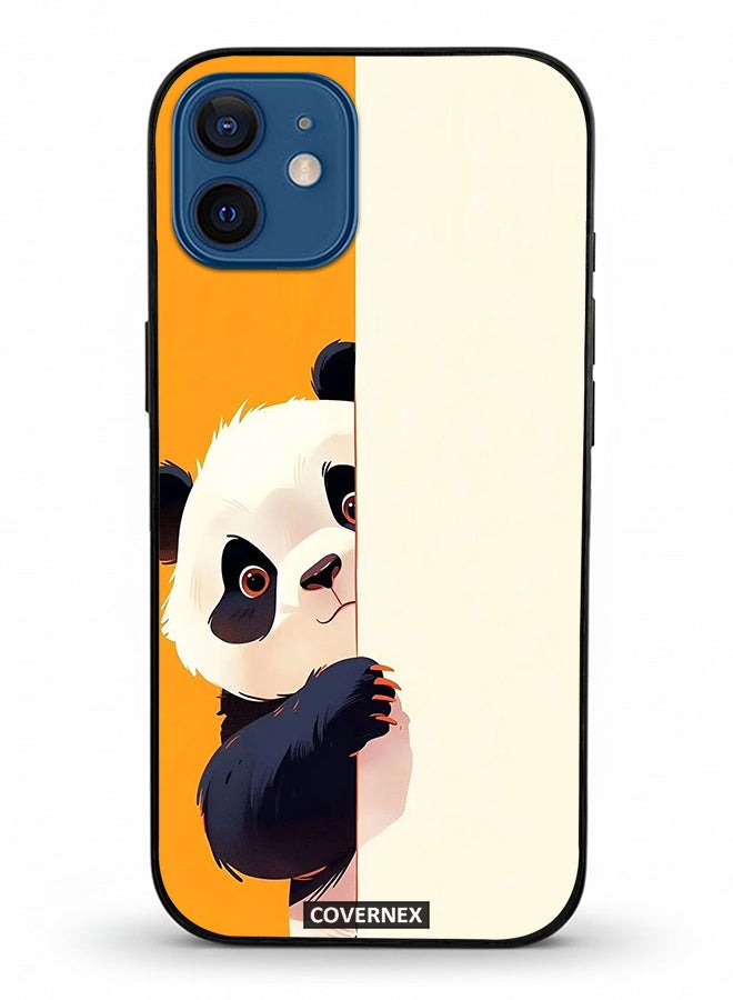 Covernex Apple iPhone 12 Protective Case Cover Printed Featuring Cute Peek Behind The Wall Illustration - Image 2