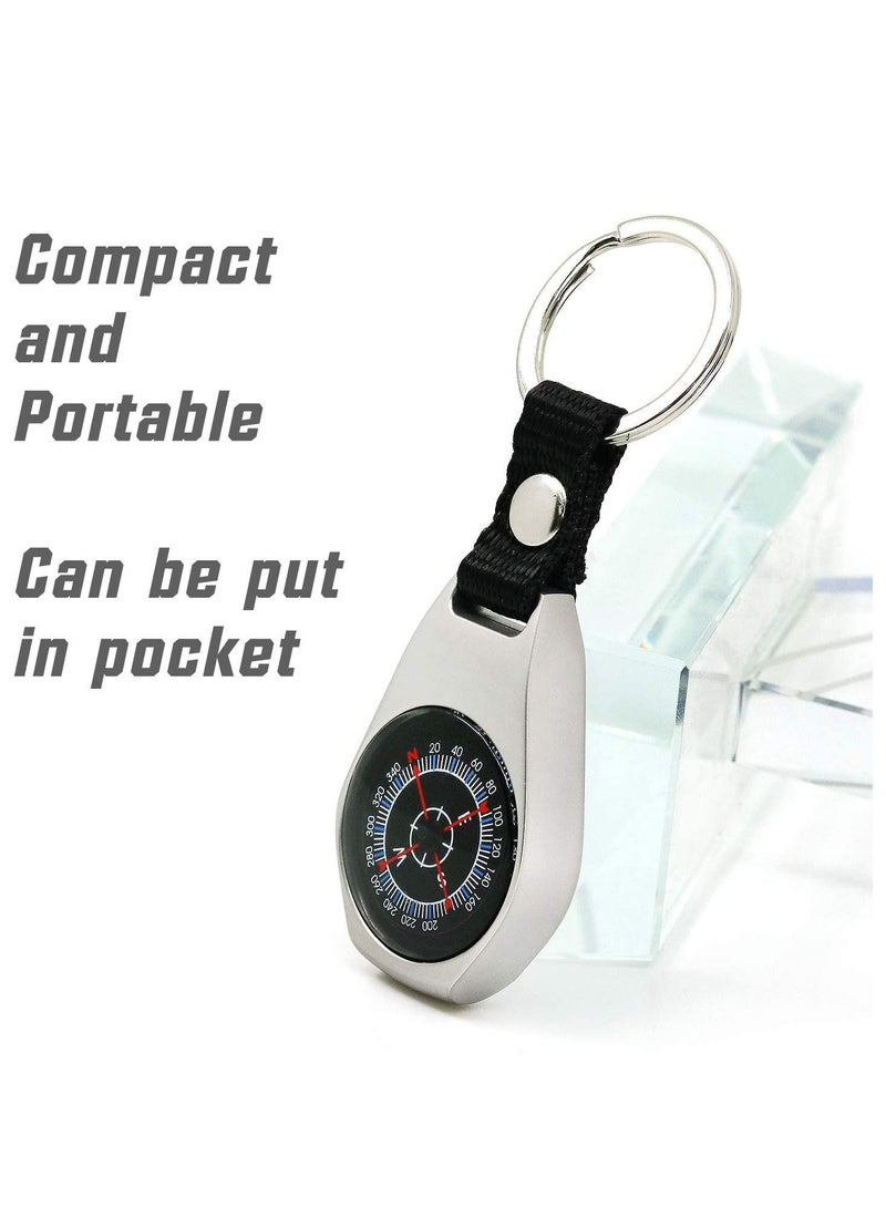 Excefore بوصلة بقاء صغيرة، عبوة 2 حلقة مفاتيح بوصلة معدنية صغيرة مغناطيسية للبقاء العسكرية - Image 2