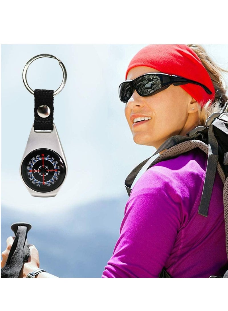 Excefore بوصلة بقاء صغيرة، عبوة 2 حلقة مفاتيح بوصلة معدنية صغيرة مغناطيسية للبقاء العسكرية - Image 5