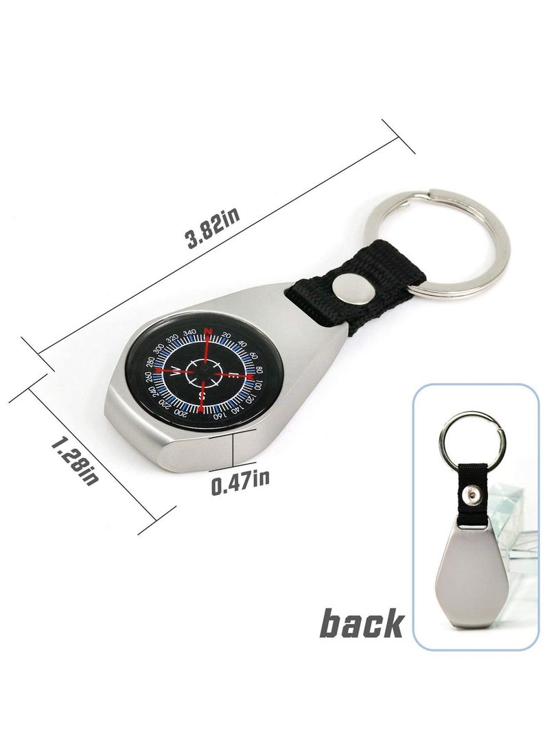 Excefore بوصلة بقاء صغيرة، عبوة 2 حلقة مفاتيح بوصلة معدنية صغيرة مغناطيسية للبقاء العسكرية - Image 4