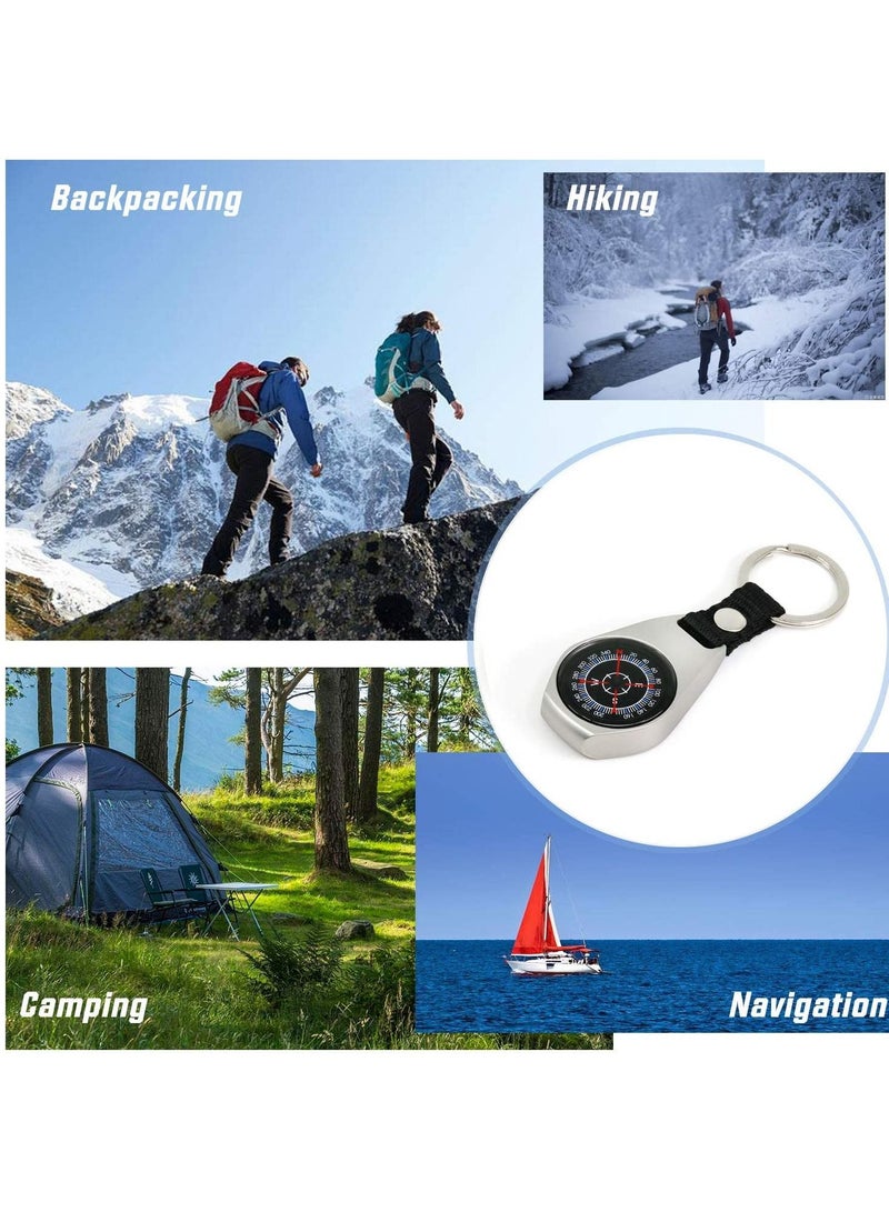 Excefore بوصلة بقاء صغيرة، عبوة 2 حلقة مفاتيح بوصلة معدنية صغيرة مغناطيسية للبقاء العسكرية - Image 3