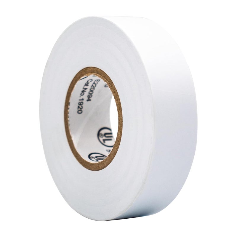 TradeGear (1PK White Colored Electrical Tape - PVC General Purpose - Waterproof, Flame-Retardant, Rubber Based Adhesive, UL Listed - Rated for Max. 600V and 80oC Use – 60’ x 3/4" x 0.07" - Image 1