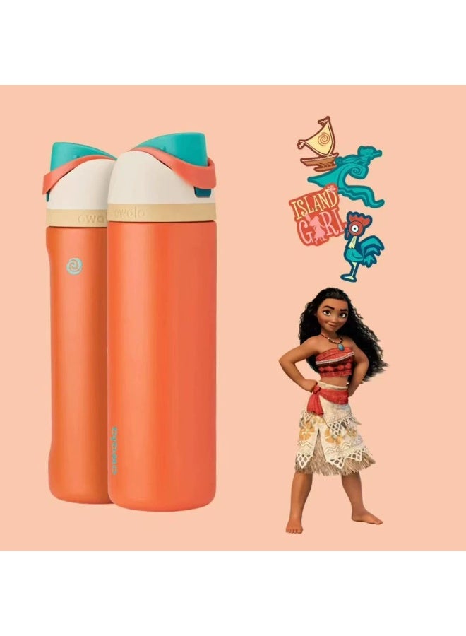 Owala Disney Princess FreeSip Insulated Stainless Steel Water Bottle with Straw and Sticker for Sports and Travel, BPA-Free Sports Water Bottle, 24 oz, Moana - Image 1