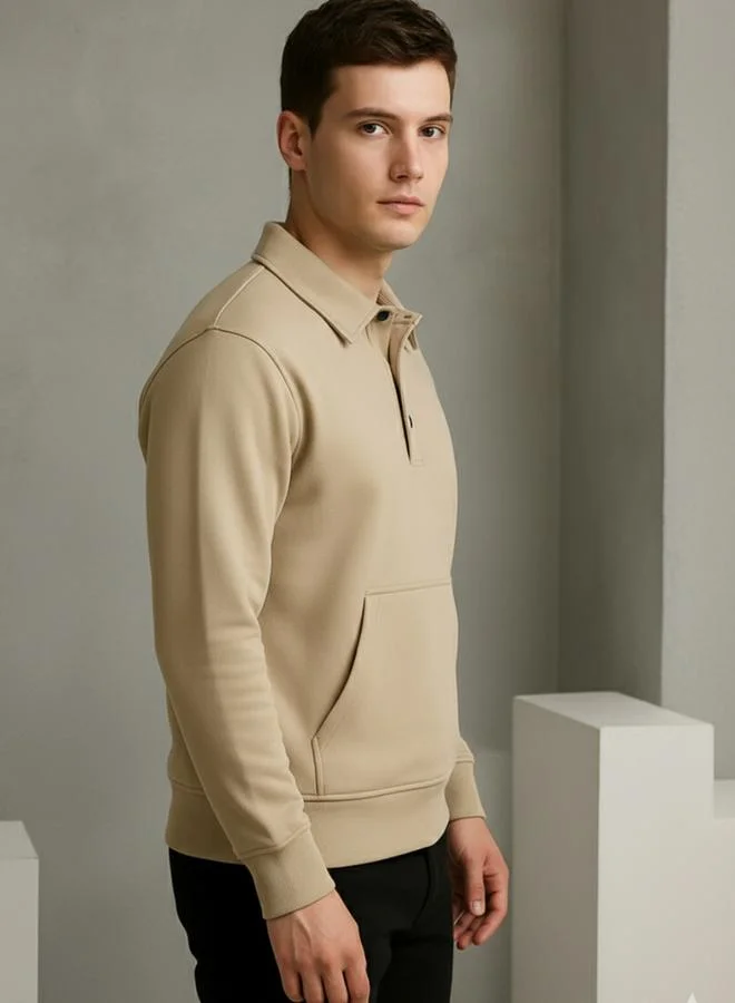 PAUSE PAUSE Regular Fit Solid Roundneck Navy Naylon Jacket