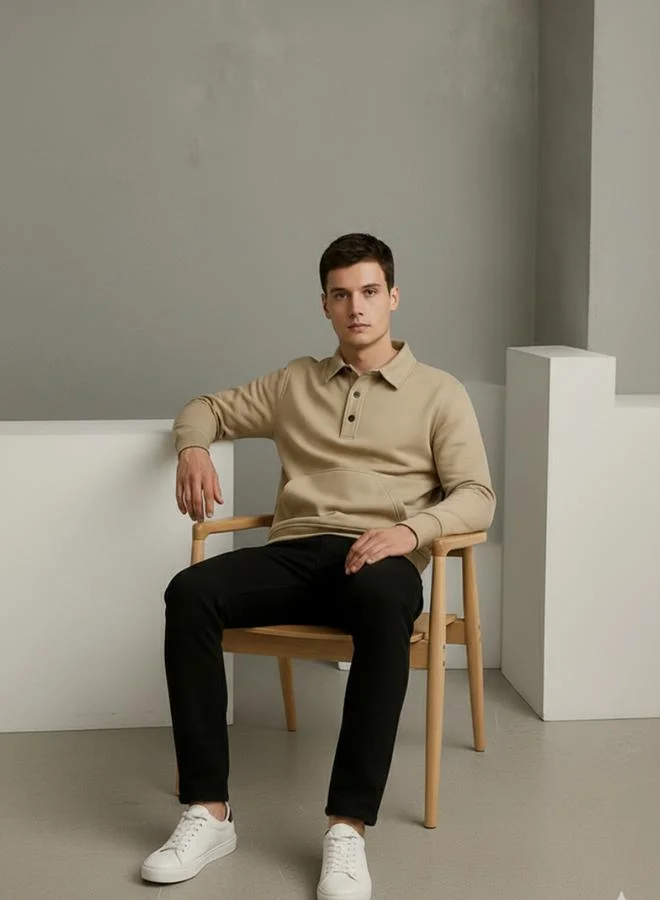 PAUSE PAUSE Regular Fit Solid Roundneck Navy Naylon Jacket