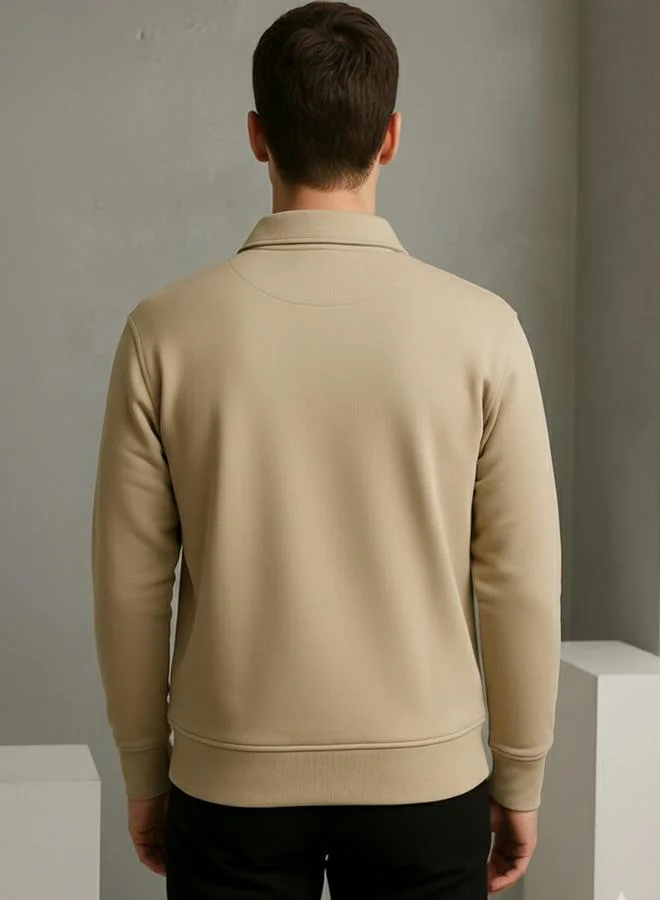 PAUSE PAUSE Regular Fit Solid Roundneck Navy Naylon Jacket