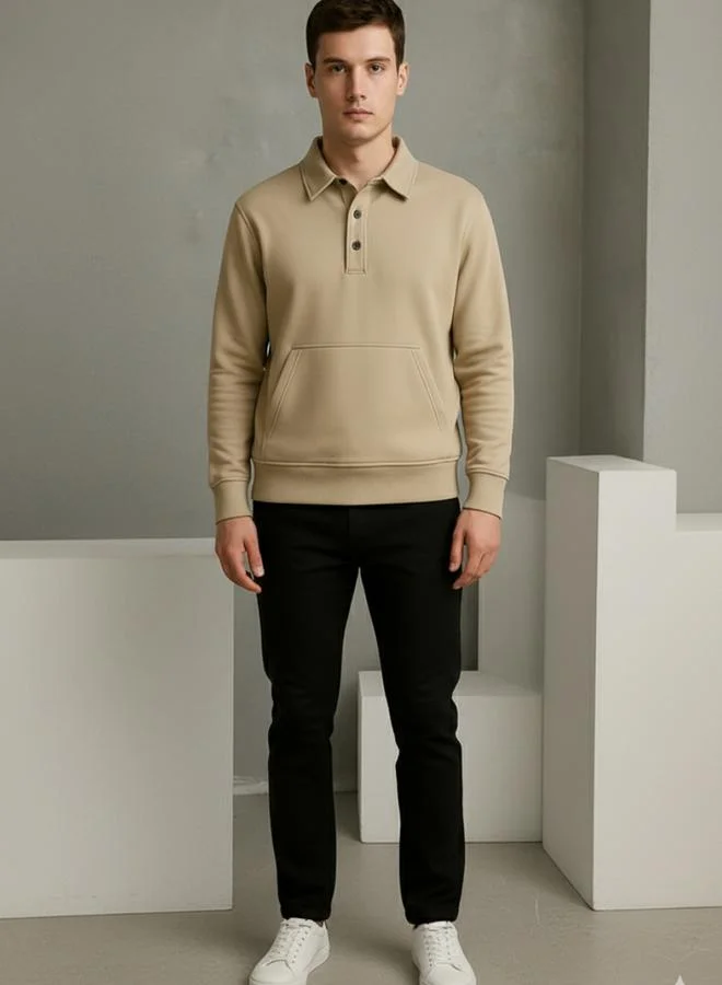 PAUSE PAUSE Regular Fit Solid Roundneck Navy Naylon Jacket