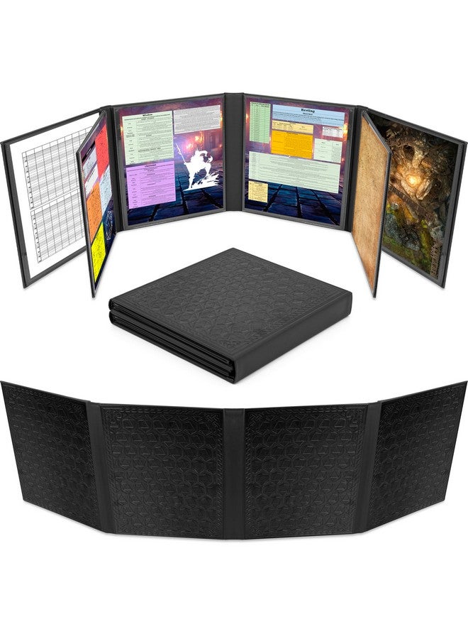 CASEMATIX DM Screen Faux Leather 8-Panel Deluxe GM Screen - Eight Panel Folding Dungeon Master Screen with 2 Swinging Panels and Wet Erase Pockets for TTRPGs - Inserts Not Included - Image 1