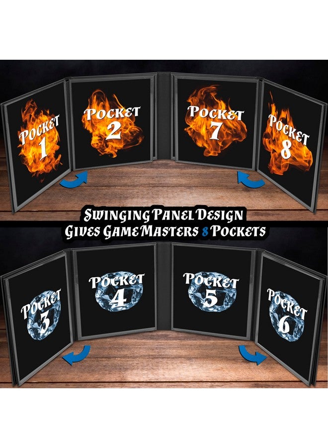 CASEMATIX DM Screen Faux Leather 8-Panel Deluxe GM Screen - Eight Panel Folding Dungeon Master Screen with 2 Swinging Panels and Wet Erase Pockets for TTRPGs - Inserts Not Included - Image 5