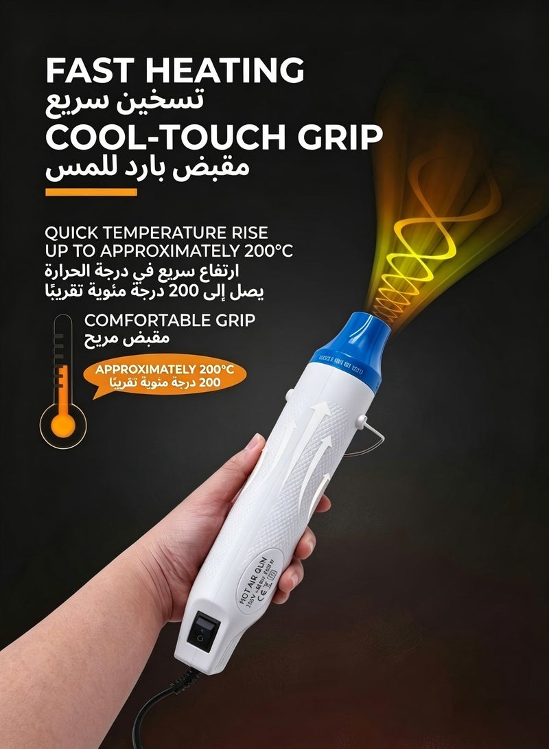 Heat Gun, Hot Air Gun, Fast Heating Portable Hot Gun, Mini DIY Craft Heater Gun for Embossing Powder, Shrink Plastic, Rubber Stamp, Clay & Resin Crafts, Ideal for Mobile Repairing Tools, Electronics Repair, DIY Projects, Glue Gun Alternative, Compact Professional Heat Gun - Image 5