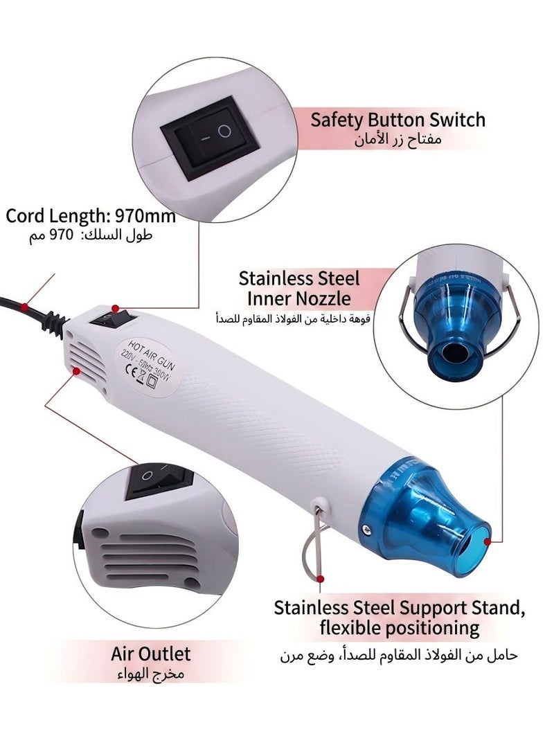 Heat Gun, Hot Air Gun, Fast Heating Portable Hot Gun, Mini DIY Craft Heater Gun for Embossing Powder, Shrink Plastic, Rubber Stamp, Clay & Resin Crafts, Ideal for Mobile Repairing Tools, Electronics Repair, DIY Projects, Glue Gun Alternative, Compact Professional Heat Gun - Image 2