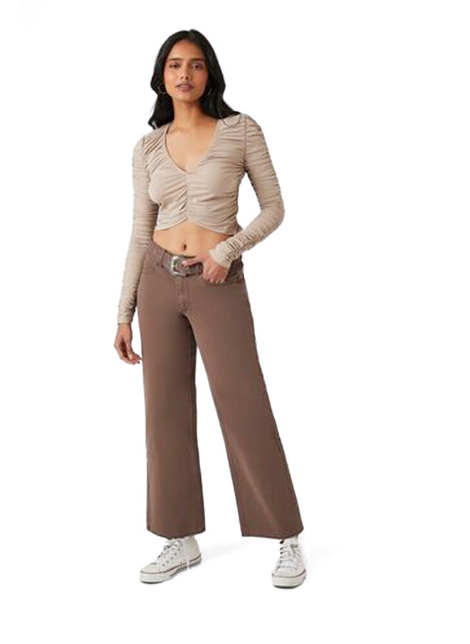 FOREVER 21 - Ruched V-Neck Crop Top - Image 1